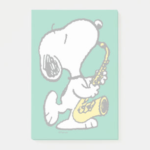 Erdnüsse   Snoopy Saxophone Player Post-it Klebezettel