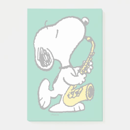 Erdnüsse | Snoopy Saxophone Player Post-it Klebezettel (Vorderseite)