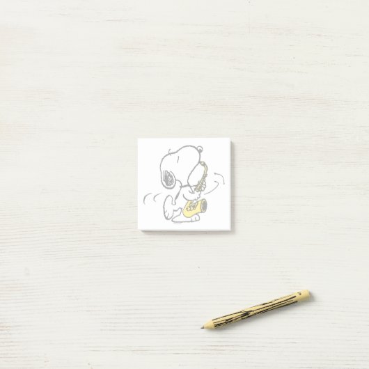 Erdnüsse | Snoopy Saxophone Player Post-it Klebezettel (Auf Schreibtisch)