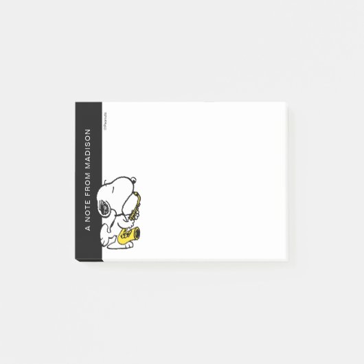 Erdnüsse | Snoopy Saxophone Player Post-it Klebezettel (Vorderseite)