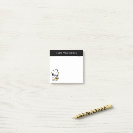 Erdnüsse | Snoopy Saxophone Player Post-it Klebezettel (Auf Schreibtisch)