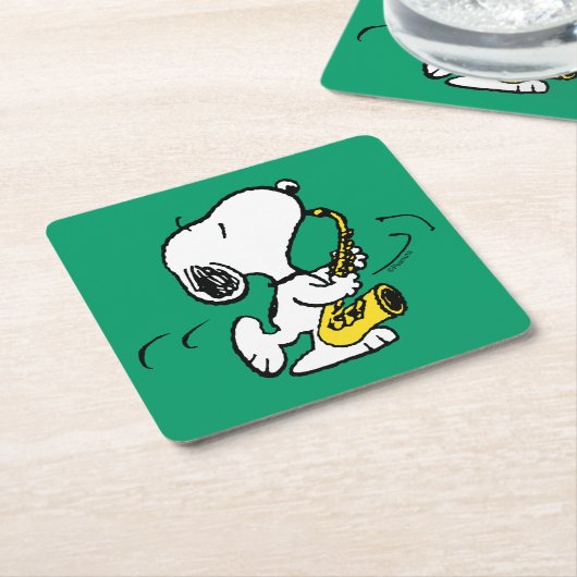 Erdnüsse | Snoopy Saxophone Player Rechteckiger Pappuntersetzer (angewinkelt)