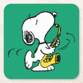 Erdnüsse | Snoopy Saxophone Player Rechteckiger Pappuntersetzer (Vorderseite)