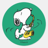 Erdnüsse | Snoopy Saxophone Player Runder Aufkleber (Vorderseite)