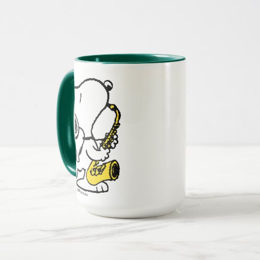 Erdnüsse | Snoopy Saxophone Player Tasse (Vorderseite Links)