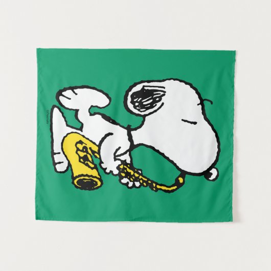 Erdnüsse | Snoopy Saxophone Player Wandteppich (Vorderseite (Horizontal))