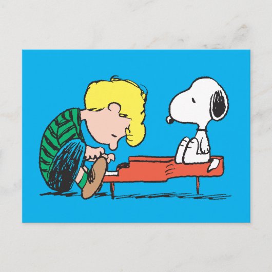 Erdnüsse | Snoopy & Schroeder am Piano Postkarte (Vorderseite)