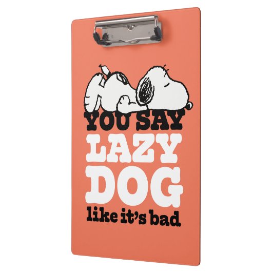 Erdnüsse | Snoopy Sie sagen Lazy Hund, als wäre es Klemmbrett (Links)
