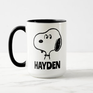 Erdnüsse   Snoopy sieht aus   Name hinzufügen Tasse