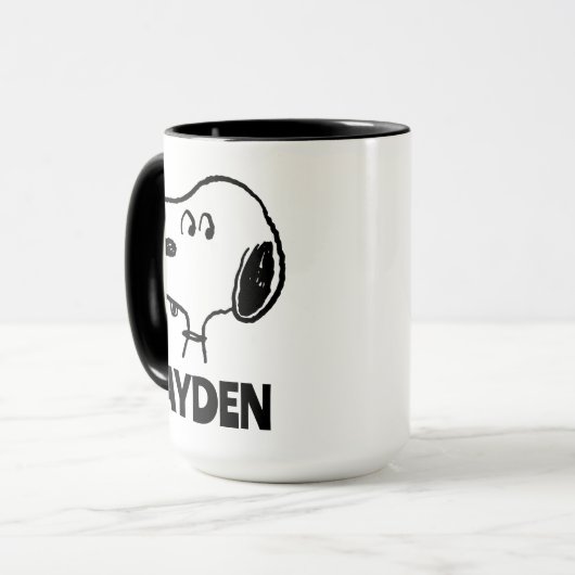 Erdnüsse | Snoopy sieht aus | Name hinzufügen Tasse (Vorderseite Links)