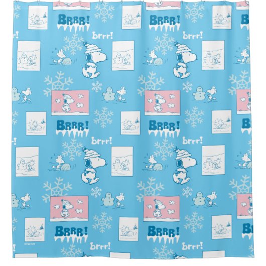 Erdnüsse | Snoopy Snow Day Patterns Duschvorhang (Vorderseite)