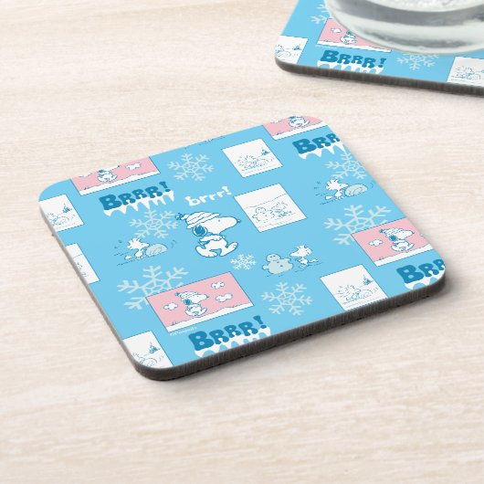 Erdnüsse | Snoopy Snow Day Patterns Getränkeuntersetzer (Linke Seite)