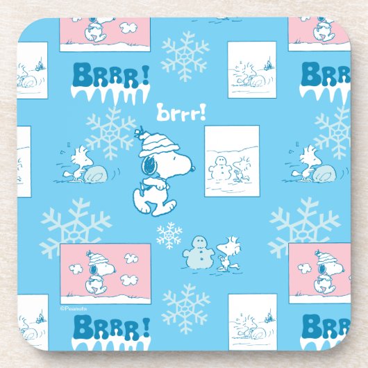 Erdnüsse | Snoopy Snow Day Patterns Getränkeuntersetzer (Vorderseite)