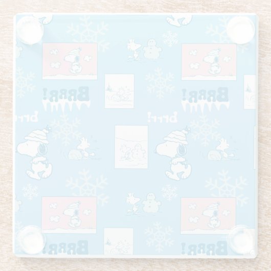 Erdnüsse | Snoopy Snow Day Patterns Glasuntersetzer (Rückseite)