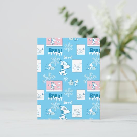 Erdnüsse | Snoopy Snow Day Patterns Postkarte (Stehend Vorderseite)