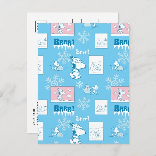 Erdnüsse | Snoopy Snow Day Patterns Postkarte (Vorne/Hinten)