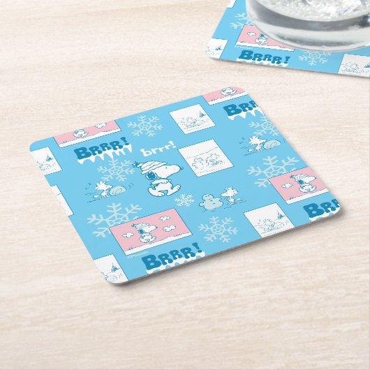 Erdnüsse | Snoopy Snow Day Patterns Rechteckiger Pappuntersetzer (angewinkelt)