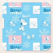 Erdnüsse | Snoopy Snow Day Patterns Rechteckiger Pappuntersetzer (Vorderseite)