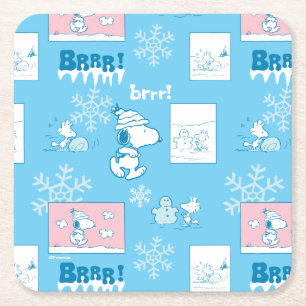 Erdnüsse   Snoopy Snow Day Patterns Rechteckiger Pappuntersetzer