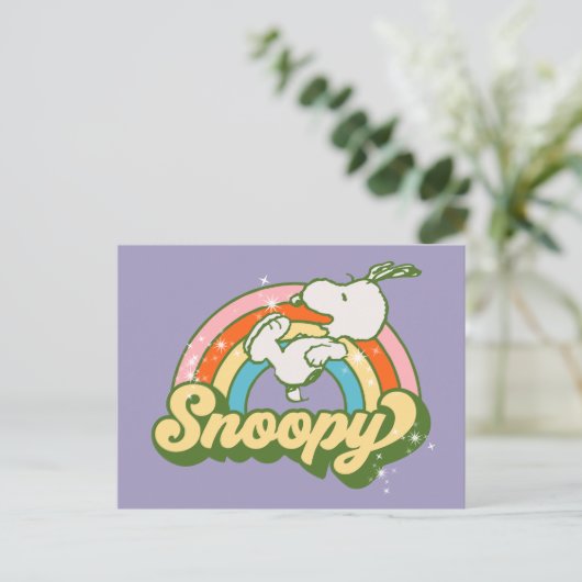 Erdnüsse | Snoopy Sparkle Rainbow Postkarte (Stehend Vorderseite)
