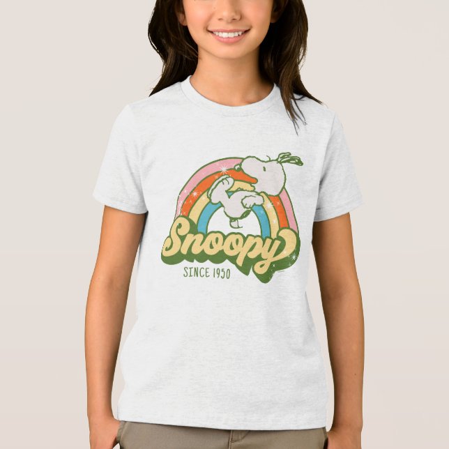 Erdnüsse | Snoopy Sparkle Rainbow Tri-Blend Shirt (Vorderseite)