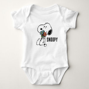 Erdnüsse   Snoopy Stopp & Riechen Sie die Blume Baby Strampler