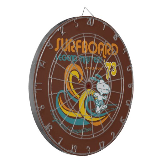 Erdnüsse | Snoopy Surfboard Longboard Wettbewerb Dartscheibe (Vorderseite Links)