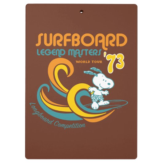 Erdnüsse | Snoopy Surfboard Longboard Wettbewerb Klemmbrett (Rückseite)