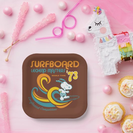 Erdnüsse | Snoopy Surfboard Longboard Wettbewerb Pappteller (Party)