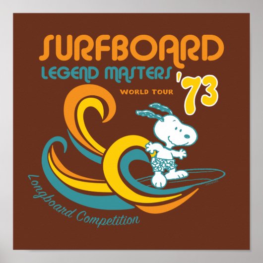 Erdnüsse | Snoopy Surfboard Longboard Wettbewerb Poster (Vorne)