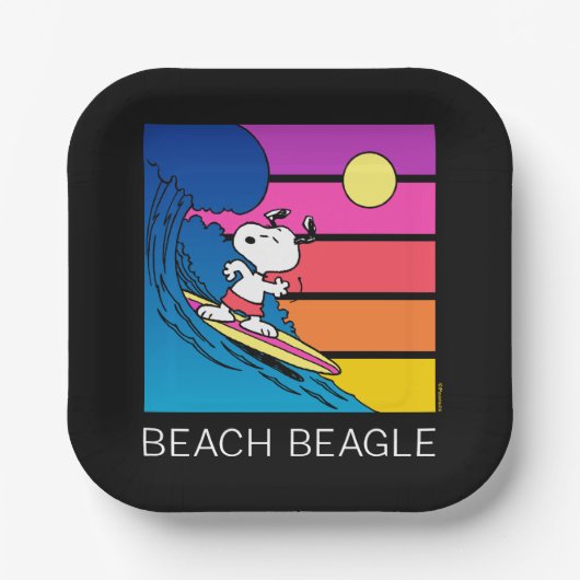 Erdnüsse | Snoopy Surfing Pappteller (Vorderseite)