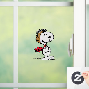 Erdnüsse   Snoopy the Fliegerace Fensteraufkleber