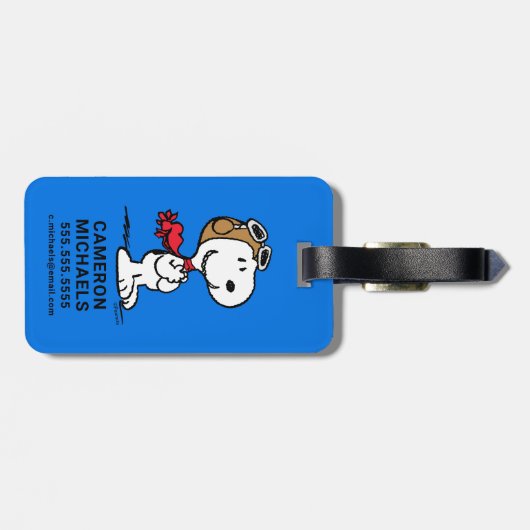 Erdnüsse | Snoopy the Fliegerace Gepäckanhänger (Rückseite horizontal)