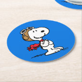 Erdnüsse | Snoopy the Fliegerace Runder Pappuntersetzer (Angewinkelt)