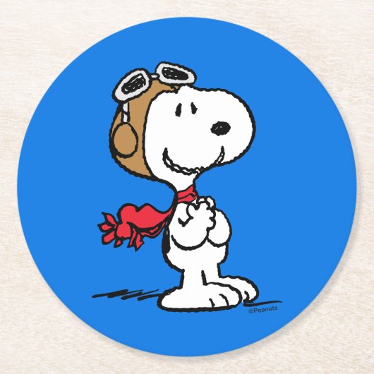 Erdnüsse | Snoopy the Fliegerace Runder Pappuntersetzer (Vorderseite)
