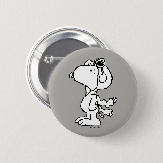 Erdnüsse | Snoopy the Flying Ace BW Button (Vorne & Hinten)
