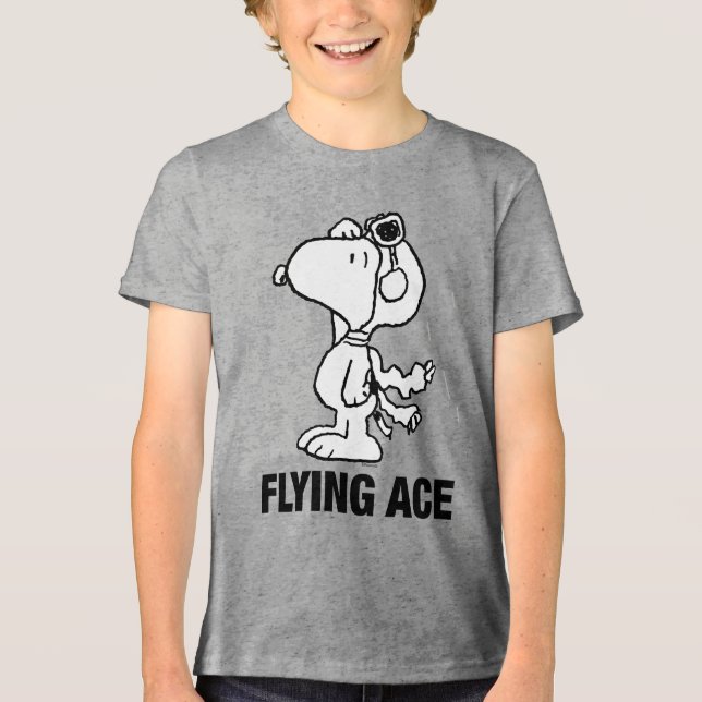 Erdnüsse| Snoopy the Flying Ace BW Tri-Blend Shirt (Vorderseite)
