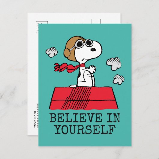 Erdnüsse | Snoopy the Flying Ace | Name hinzufügen Postkarte (Vorne/Hinten)