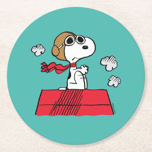 Erdnüsse | Snoopy the Flying Ace Runder Pappuntersetzer (Vorderseite)