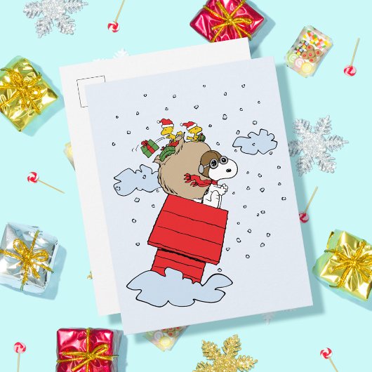 Erdnüsse | Snoopy the Flying Ace zu Weihnachten Postkarte