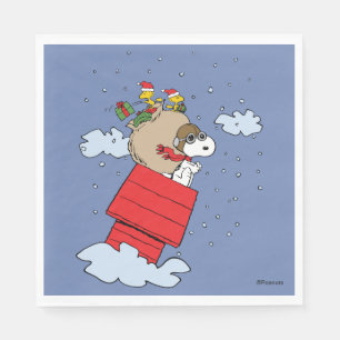 Erdnüsse   Snoopy the Flying Ace zu Weihnachten Serviette