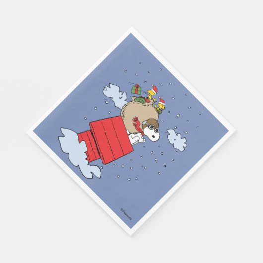 Erdnüsse | Snoopy the Flying Ace zu Weihnachten Serviette (Ecke)