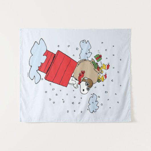 Erdnüsse | Snoopy the Flying Ace zu Weihnachten Wandteppich (Vorderseite (Horizontal))