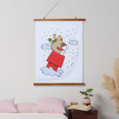 Erdnüsse | Snoopy the Flying Ace zu Weihnachten Wandteppich Mit Holzrahmen (Schlafzimmer)