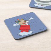 Erdnüsse | Snoopy the Red Baron at Christmas Getränkeuntersetzer (Linke Seite)