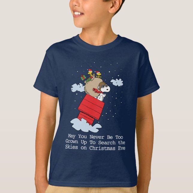 Erdnüsse | Snoopy the Red Baron at Christmas T-Shirt (Vorderseite)