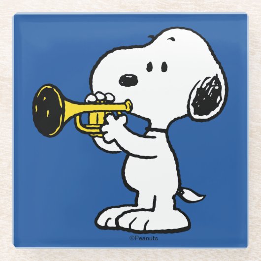 Erdnüsse | Snoopy Trumpet Player Glasuntersetzer (Vorderseite)