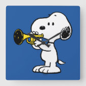 Erdnüsse | Snoopy Trumpet Player Quadratische Wanduhr (Vorderseite)
