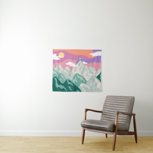 Erdnüsse | Snoopy & Truppe Wandern im Berg Wandteppich (Beispiel (Horizontal))