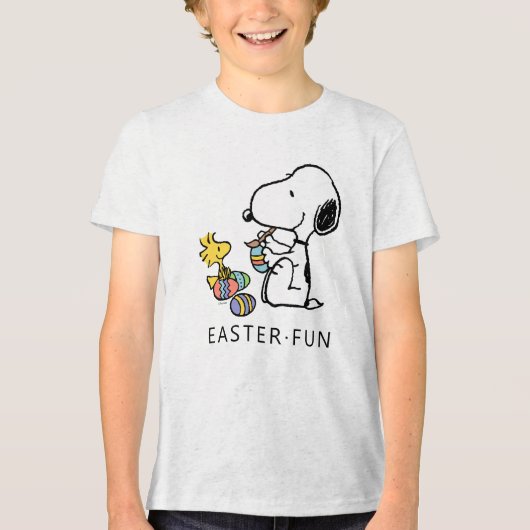 Erdnüsse | Snoopy- und Holzbemalereieier Tri-Blend Shirt (Vorderseite)